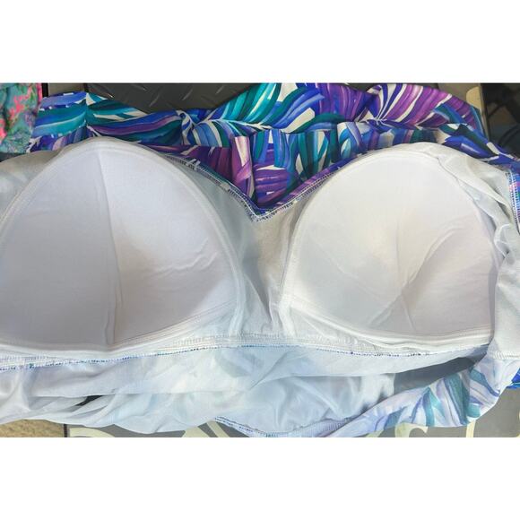 Swim Solutions Leaf Pattern One Piece Swimsuit Multicolor Women Plus Sz 24W NWT - Picture 6 of 8